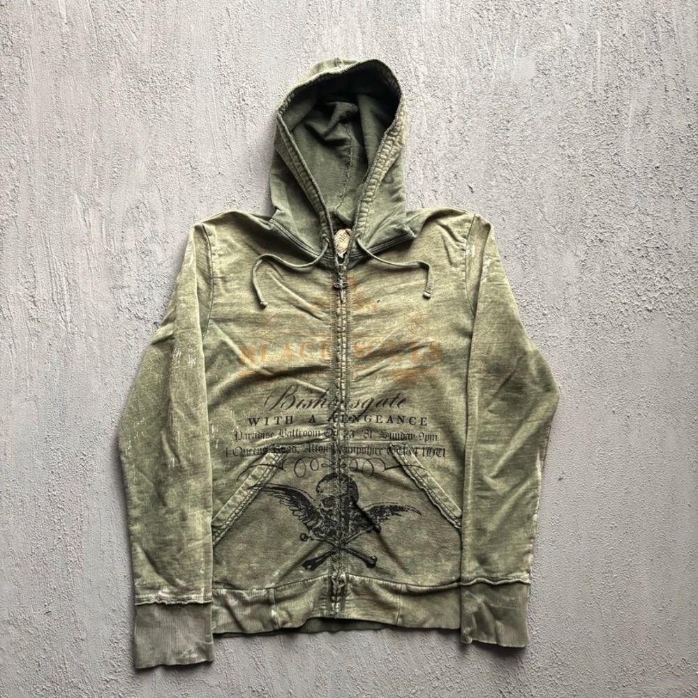 Vintage Salvage Zip Up Hoodie Mens Small Green 2000s